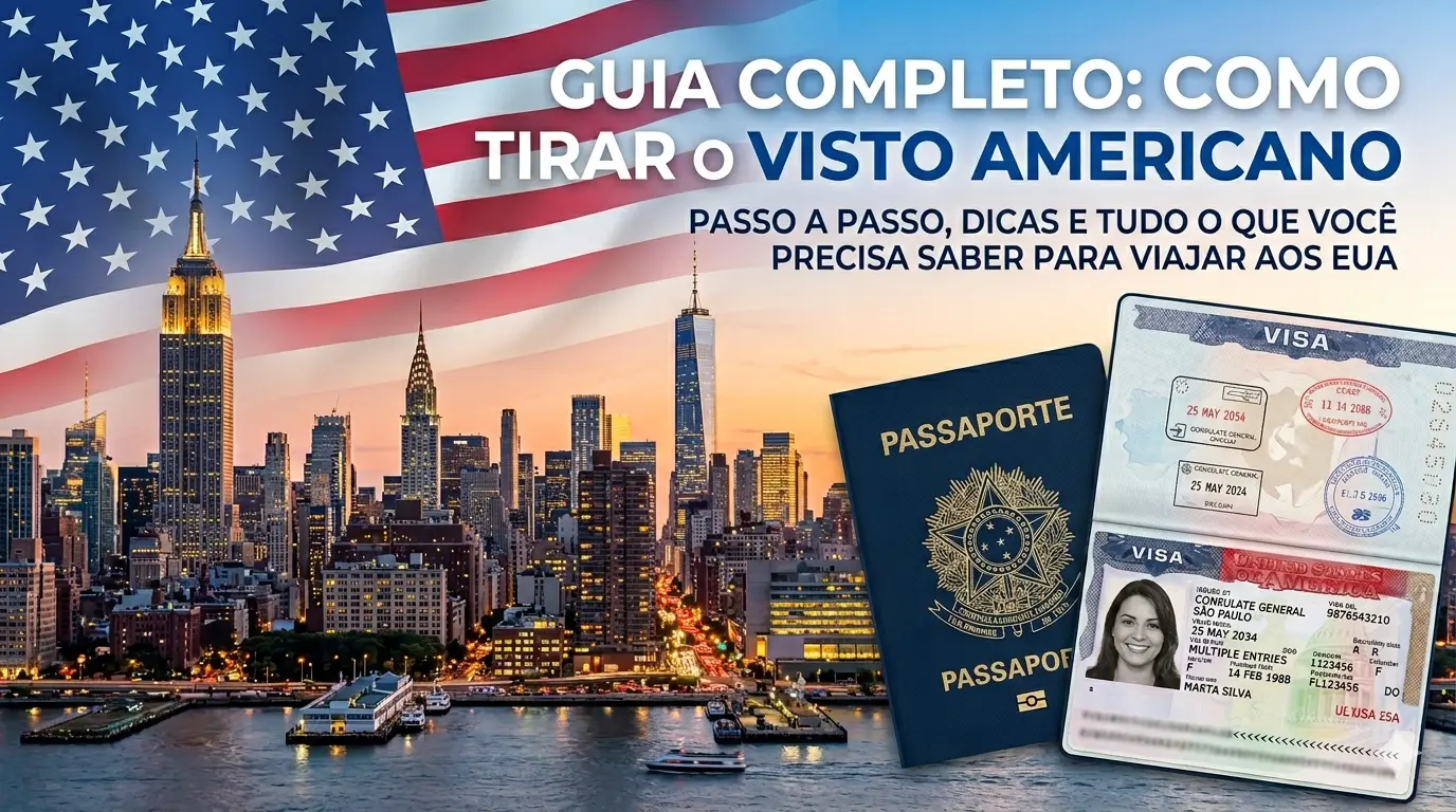 Passaporte com visto americano e mapa dos EUA - Guia Completo GetVisa