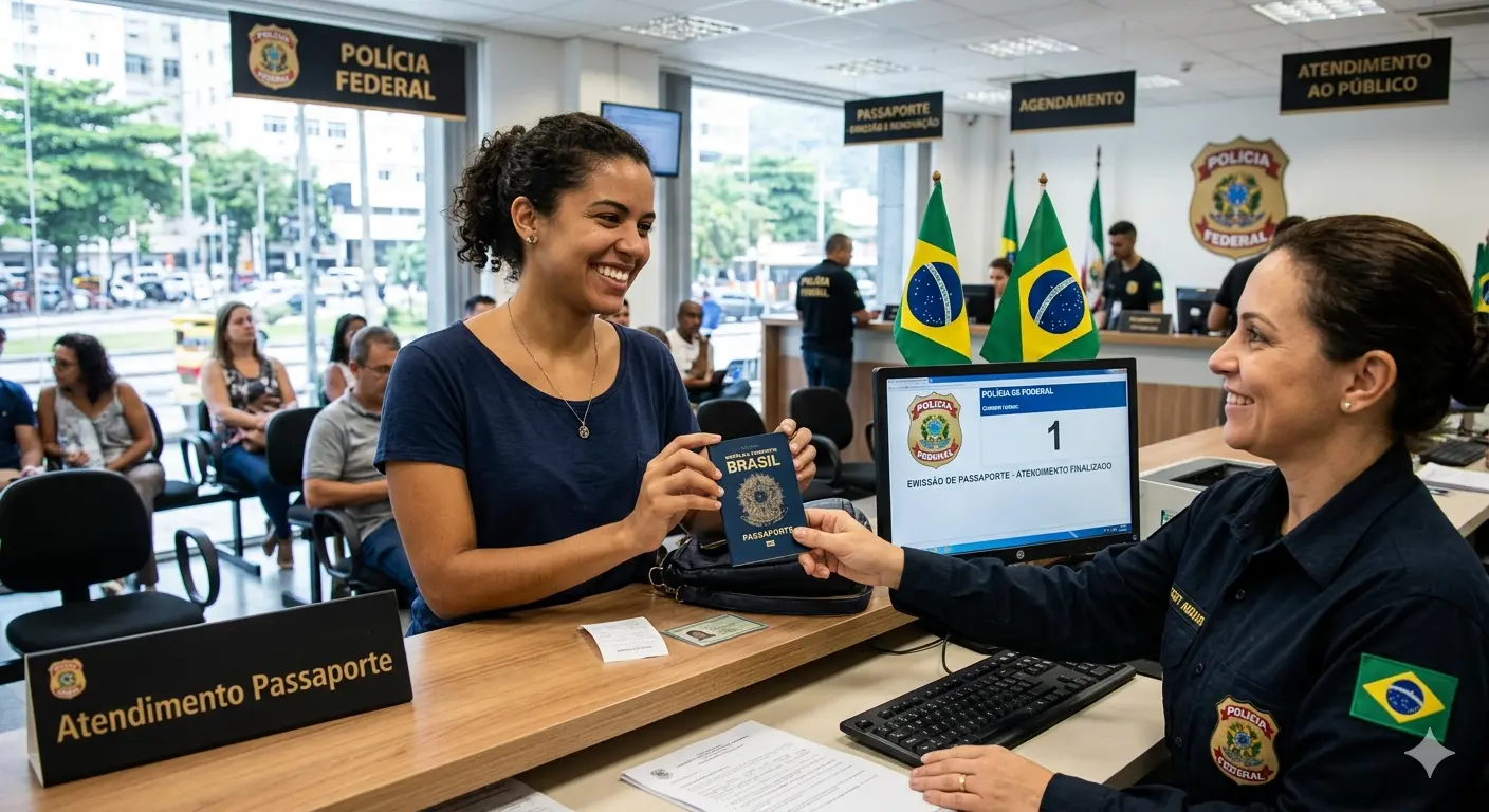 Modelo do passaporte brasileiro emitido pela Polícia Federal